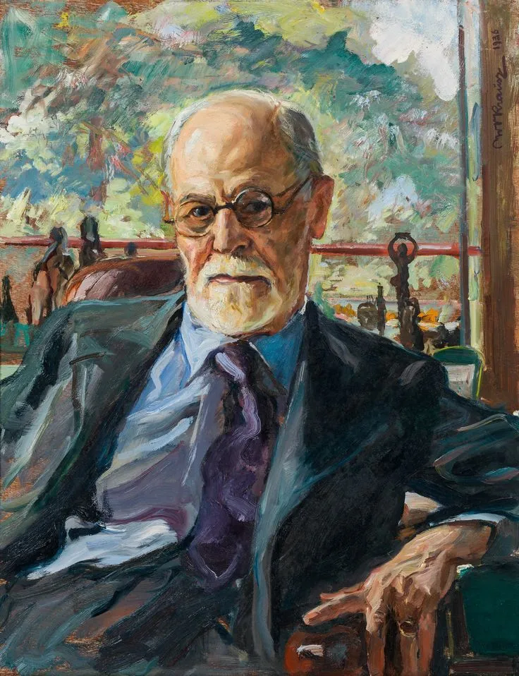 Retrato pintado de Sigmund Freud, fundador da psicanálise